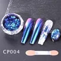 Macro shot of iridescent chrome nail powder CP004 with blue-purple chameleon finish - Chameleon Glitter CP004 (With Brush)