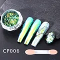 Macro view of iridescent chameleon nail glitter flakes with applicator brush - Chameleon Glitter CP006 (With Brush)