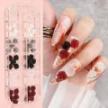 3D matte rose nail art charms set with multiple colors in a 12-slot storage box - Matte Camellia (S81)