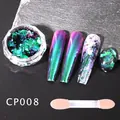 Detailed view of chameleon nail glitter flakes and applicator on display tips - Chameleon Glitter CP008 (With Brush)