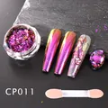 Macro view of chameleon nail powder CP011 with metallic purple gradient and sponge brush - Chameleon Glitter CP011 (With Brush)
