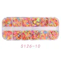 Lot de 12 paillettes à ongles fluorescentes avec étoiles cœurs et papillons - Style Mixte Lettres Chiffres Étoiles (S126-10)