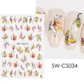 Dettaglio degli adesivi per nail art con foglie d'acero autunnali SW-CS034 in arancio e rosso - Foglia di Acero Multi Forma Arancione Giallo Rosso (SW-CS034)