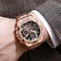 Men's ZIHOWE 3813 rose gold luxury business watch with black dial on a suited wrist - Black Dial Rose Gold Case