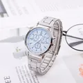 Orologio business da uomo con quadrante blu e cinturino a maglie in acciaio inossidabile - Quadrante bianco con sotto-quadranti decorativi