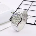 Orologio da uomo al quarzo con cinturino in maglia d'argento e quadrante beige - Stile Cinturino in Maglia Metallica (018) / Quadrante Bianco Cinturino Argento (018)
