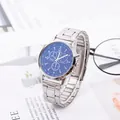 Orologio da uomo business al quarzo con quadrante blu e cinturino in acciaio - Quadrante nero con sotto-quadranti decorativi