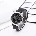 Orologio al quarzo Geneva da uomo con quadrante nero e cassa in acciaio inossidabile argento - Stile Cinturino in Silicone (018) / Quadrante Nero Cinturino Nero (018)