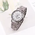 Orologio scheletrato da uomo canna di fucile con numeri romani e cinturino in acciaio - Stile Gunmetal / Nero