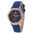 Quartz horloge met sterrenhemel wijzerplaat en marineblauwe matte horlogeband - Blauw