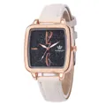 Orologio da donna quadrato in oro rosa con quadrante stellato e cinturino bianco - Bianco