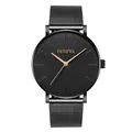 Orologio al quarzo Geneva da uomo con quadrante nero opaco e cinturino in maglia milanese - Cassa Nera Quadrante Nero Lancette Oro Rosa