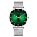 Κλασικό ρολόι quartz Geneva με πράσινο ντεγκραντέ καντράν και ασημί μπρασελέ mesh - Ασημένια Κάσα Πράσινο Καντράν Ασημένιο Λουράκι