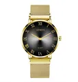 Golden Geneva quartz watch with black gradient dial and Milanese magnetic mesh strap - Gold Steel Strap White Dial