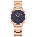Orologio moda in acciaio inossidabile oro rosa con quadrante rettangolare blu scuro - Blu