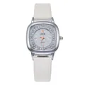 Orologio donna al quarzo con cassa quadrata argento, quadrante glitter e cinturino bianco - Bianco
