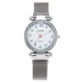Orologio da donna al quarzo con cinturino milanese argento e lunetta con strass lucidi - Argento