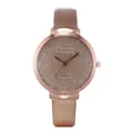 Close-up of starry rose gold dial and leather strap of Pinotis quartz watch - Rose Gold