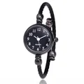 Damen-Quarzuhr mit schwarzem Kabelarmband und weißem Zifferblatt mit Ziffernanzeige - Schwarzes Gehäuse Schwarzes Zifferblatt