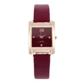 Orologio quadrato elegante da donna oro rosa con quadrante bordeaux e numeri - Viola