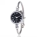 Orologio a bracciale argento con quadrante nero e cinturino a fune in acciaio su fondo bianco - Quadrante Nero Romano