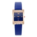 Elegante orologio al quarzo quadrato in oro rosa con quadrante blu e cinturino in pelle - Blu