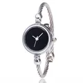 Orologio a bracciale rigido argento con quadrante nero e cinturino a cavo intrecciato - Cassa Argento Quadrante Nero