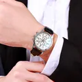 Classic men's Geneva business watch with white dial and black crocodile pattern strap - White Dial Black Strap