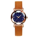 Orologio donna oro rosa con quadrante stellato blu e cinturino in pelle marrone - Marrone