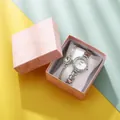 Coffret cadeau montre et bracelet argenté pour femme avec strass et motif marbre - Style Argent (Avec Bracelet Et Boîte)