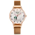 Orologio al quarzo da donna oro rosa con cinturino magnetico e quadrante con cuori - Oro rosa