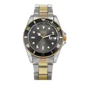 Orologio al quarzo bicolore argento e oro con quadrante grigio e datario a lente - Cassa Dorata Quadrante Nero Cinturino Bicolore / Oro e Argento
