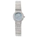 Elegante orologio da donna argento con pavé di cristalli e quadrante azzurro chiaro - Argento