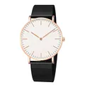 Minimalist quartz watch with rose gold case, white dial and black mesh band - Black Strap Rose Gold Case White Dial