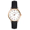 Minimalist women's quartz watch with black matte leather strap and rose gold case - Black