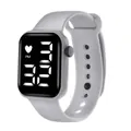 Minimalist digital LED sports watch with gray silicone strap on a clean white background - Gray