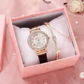 Détail du coffret montre Amadi à quartz et bracelet étoile dans une boîte cadeau rose - Montre+Bracelet+Boîte / Marron