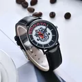 Elegant Ronata herenhorloge met zwarte lederen band, matte kast en minimalistische wijzerplaat - Zwart