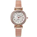 Orologio da donna in oro rosa con lunetta in strass e cinturino a maglia milanese - Cinturino Maglia Oro Rosa Quadrante Cristallo