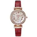 Orologio quarzo donna con cinturino in pelle coccodrillo rossa e cassa oro rosa - Rosso