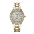 Orologio al quarzo da donna con lunetta in cristallo, quadrante in madreperla e acciaio - Bicolore (Oro e Argento)