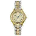 Elegante orologio da donna bicolore con lunetta in cristallo e indici in diamante blu su quadrante - Bicolore (Oro e Argento)