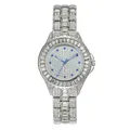 Orologio al quarzo lusso da donna in argento con strass e accenti del quadrante blu - Argento