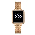 Orologio digitale LED oro rosa con cassa in metallo rettangolare e cinturino a maglie - Orologio Singolo Oro Rosa