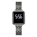Orologio digitale a LED quadrato minimalista con cinturino in metallo a maglie canna fucile - Orologio Singolo Argento