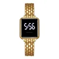 Orologio digitale a LED dorato di lusso con quadrante quadrato e cinturino in acciaio - Orologio Singolo Oro