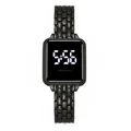 Orologio LED quadrato nero con cinturino in metallo a maglie tonde da donna - Solo Orologio Nero