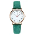 Mode minimalistische Quarzuhr mit grünem Lederarmband und roségoldenem Gehäuse - Grün