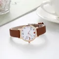 Women's watch with rainbow weather dial, rose gold case and brown leather strap - Brown