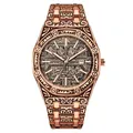Orologio da uomo classico in oro rosa con intricate incisioni floreali e datario - Quadrante Oro Rosa Cassa Oro Rosa